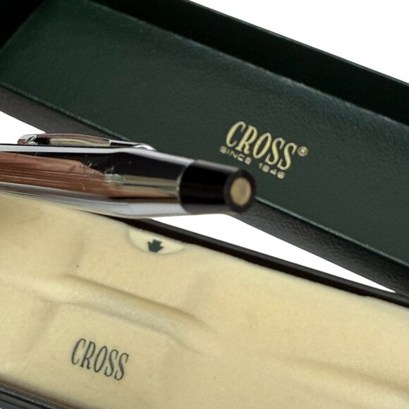 CROSS Classic Century Ballpoint Pen Chrome Lustre 3502 Green Boxed Silvertone - Picture 9 of 12